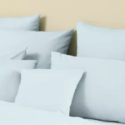 Housse de couette lin & coton 160 g/m² uni bleu Le metis francais aqua