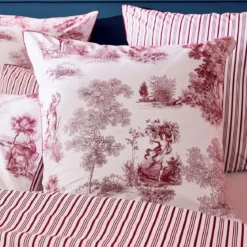 Housse de couette percale de coton imprimé rouge Poesie rosso