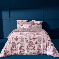 Housse de couette percale de coton imprimé rouge Poesie rosso
