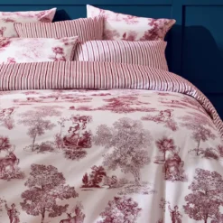 Housse de couette percale de coton imprimé rouge Poesie rosso
