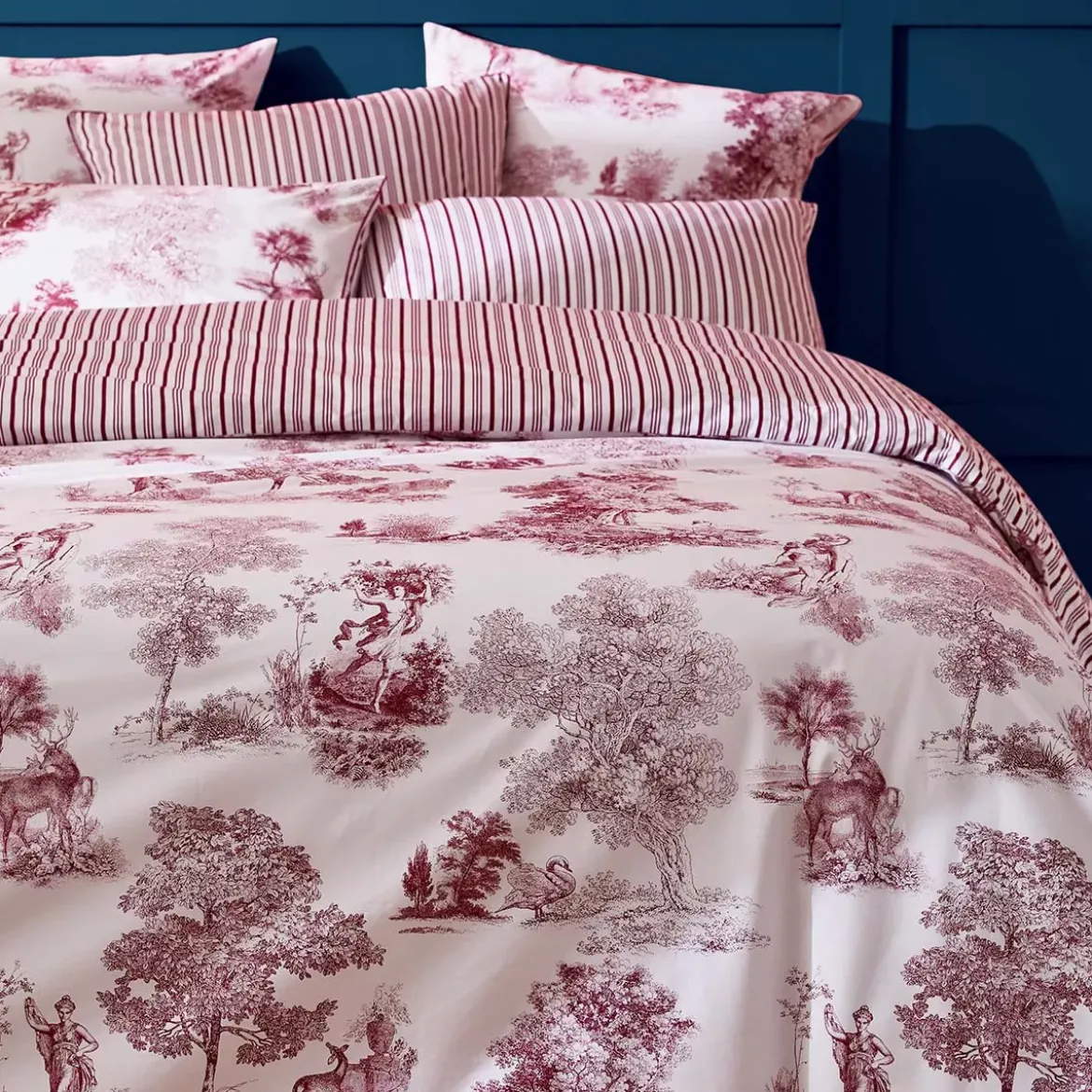 Housse de couette percale de coton imprimé rouge Poesie rosso