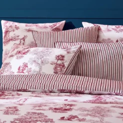 Housse de couette percale de coton imprimé rouge Poesie rosso