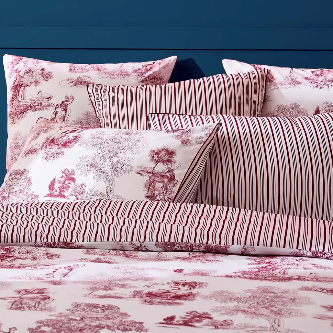 Housse de couette percale de coton imprimé rouge Poesie rosso