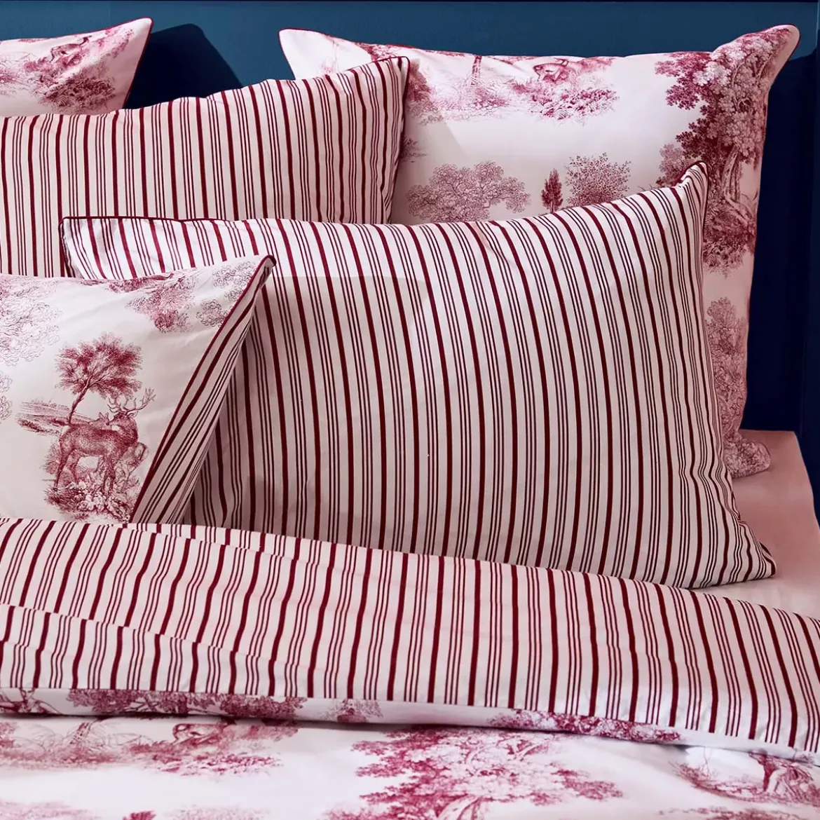 Housse de couette percale de coton imprimé rouge Poesie rosso