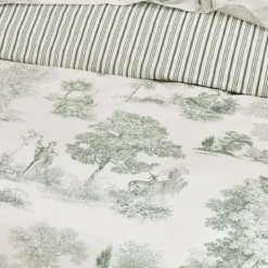 Housse de couette percale de coton imprimé vert Poesie verde