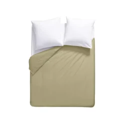 Housse de couette percale de coton uni beige La percale francaise champagne