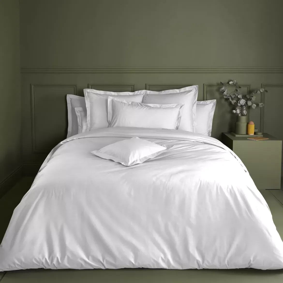 Housse de couette percale de coton uni blanc La percale francaise neige
