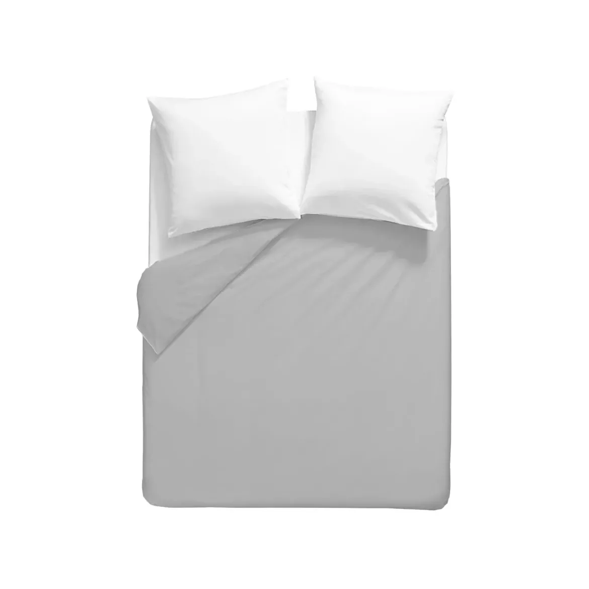 Housse de couette percale de coton uni gris La percale francaise platine