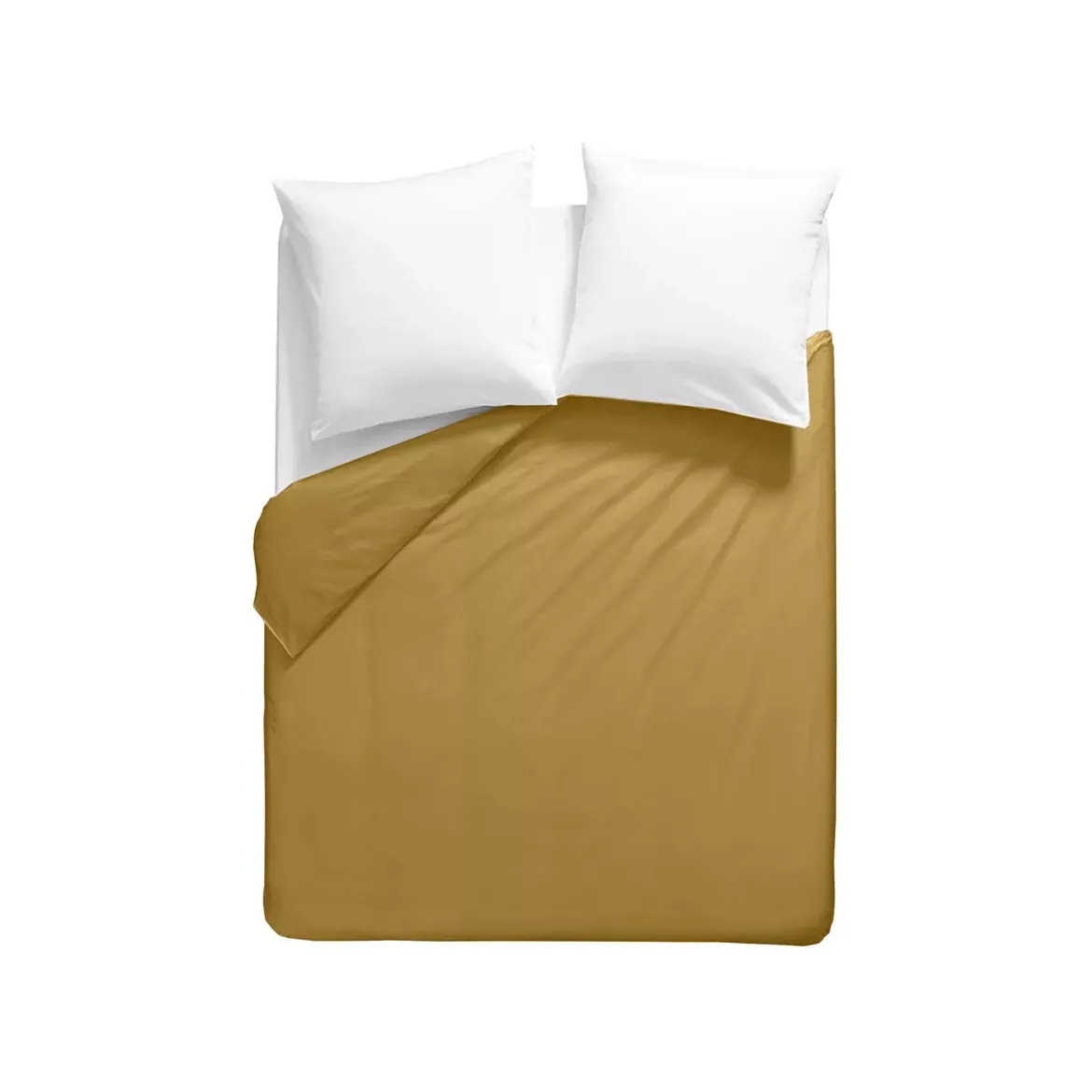Housse de couette percale de coton uni jaune La percale francaise safran