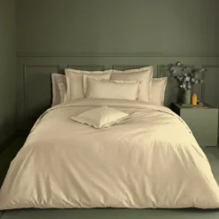 Housse de couette percale de coton 115 g/m² uni beige La percale francaise beige clair