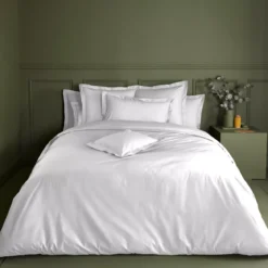 Housse de couette percale de coton uni blanc Giulia blanc