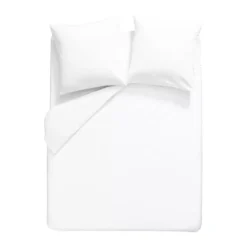 Housse de couette percale de coton uni blanc Giulia blanc