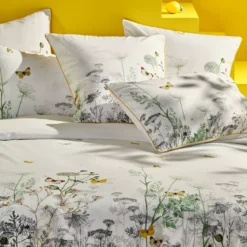 Housse de couette percale de coton lavé imprimé multicolore ecru Escapades magiques naturel