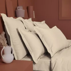 Housse de couette percale de coton uni ivoire Giulia ivoire