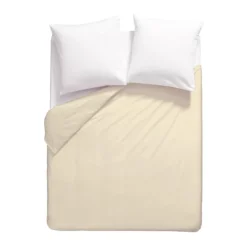 Housse de couette percale de coton uni ivoire Giulia ivoire