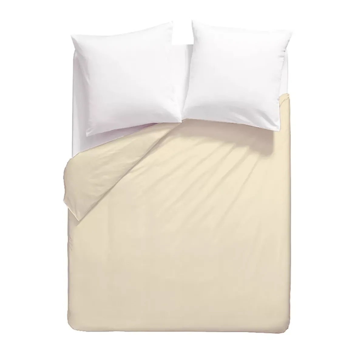 Housse de couette percale de coton uni ivoire Giulia ivoire