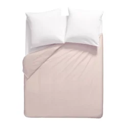 Housse de couette percale de coton uni rose Giulia petale