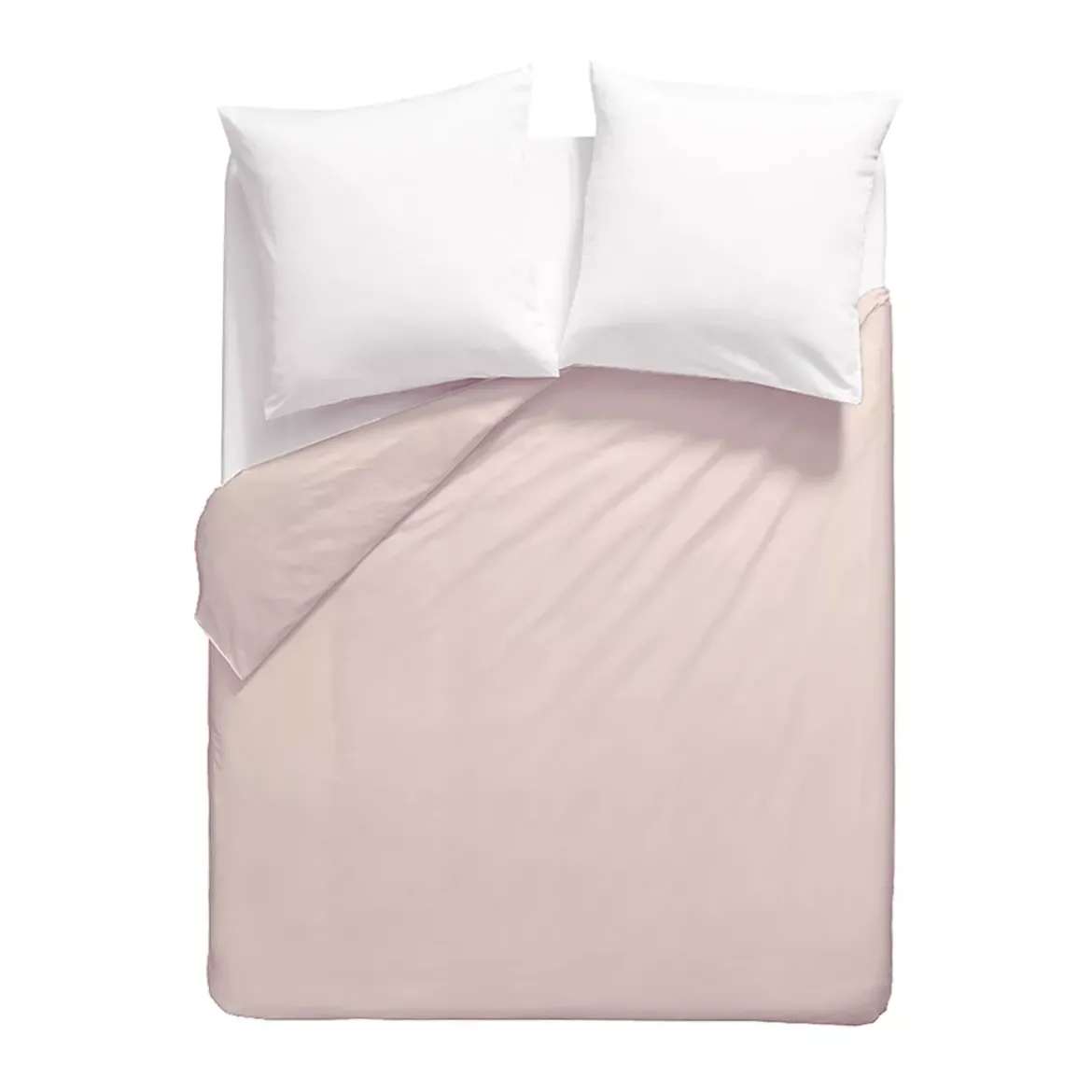 Housse de couette percale de coton uni rose Giulia petale