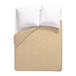 Housse de couette percale de coton uni beige Giulia stone