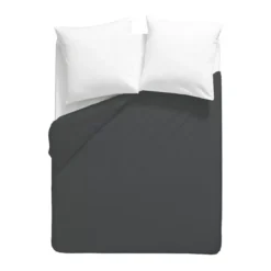 Housse de couette percale de coton uni anthracite Giulia titane