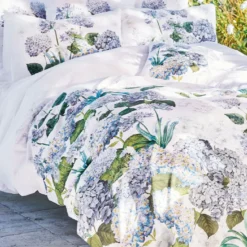 Housse de couette percale de coton imprimé multicolore Maelys bleu
