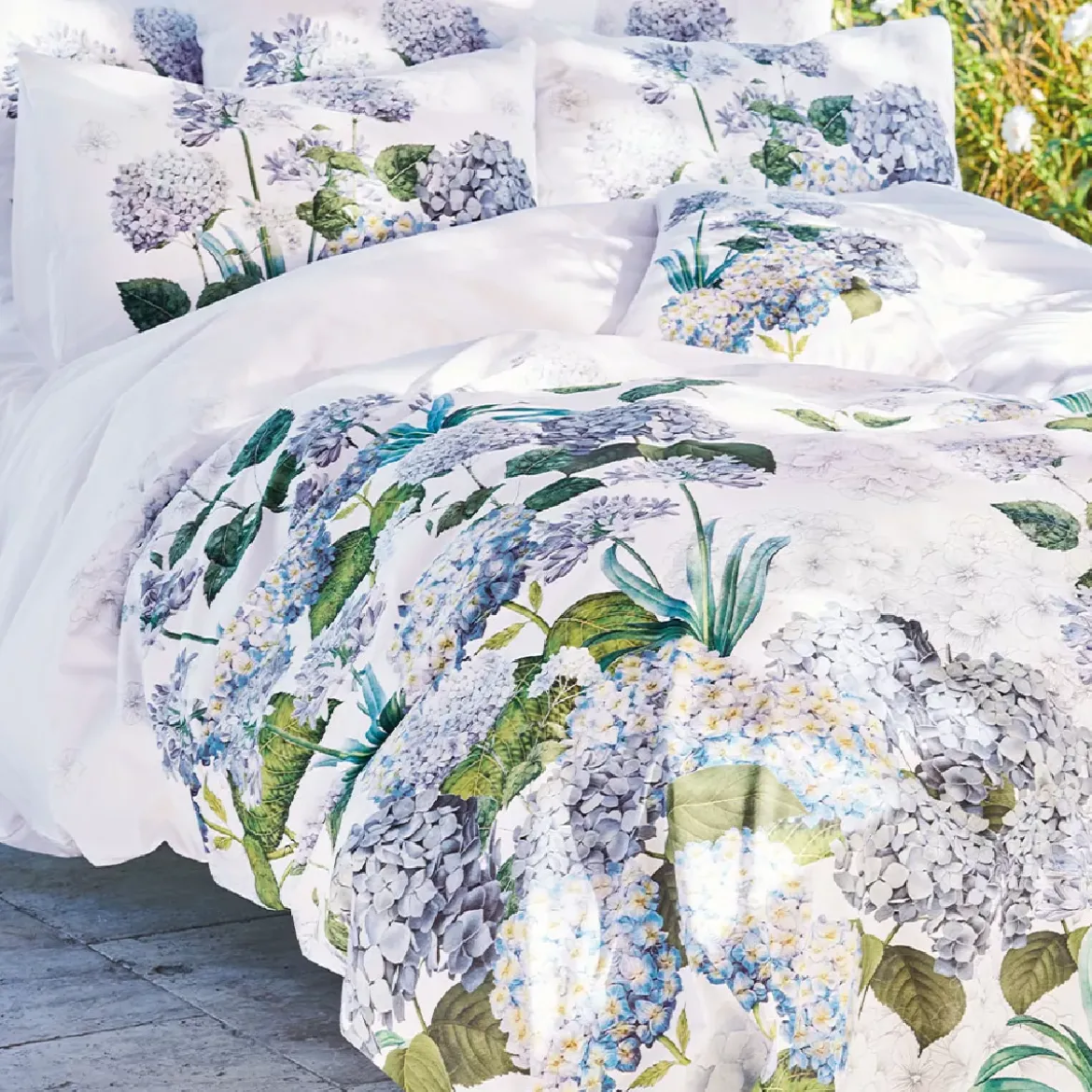 Housse de couette percale de coton imprimé multicolore Maelys bleu