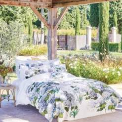 Housse de couette percale de coton imprimé multicolore Maelys bleu