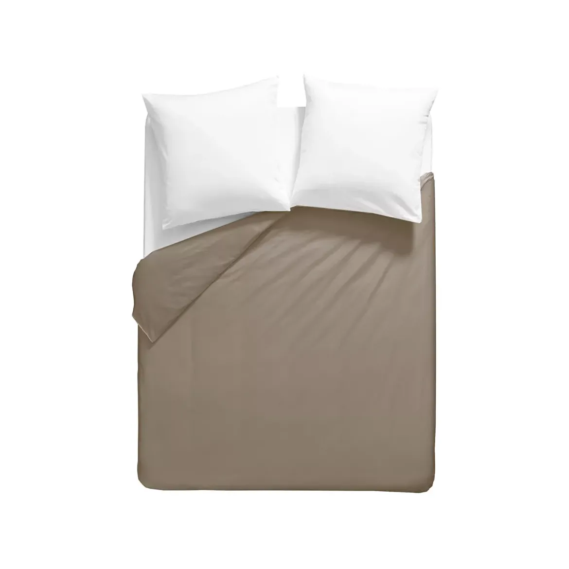 Housse de couette percale de coton uni brun Olana pin