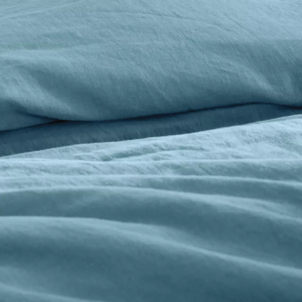 Housse de couette pur lin lavé 165 g/m² uni bleu Le lin lave bleu celeste