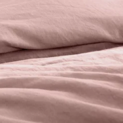 Housse de couette pur lin lavé 165 g/m² uni rose Le lin lave bois de rose
