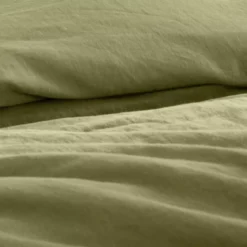 Housse de couette pur lin lavé 165 g/m² uni vert Le lin lave cedre