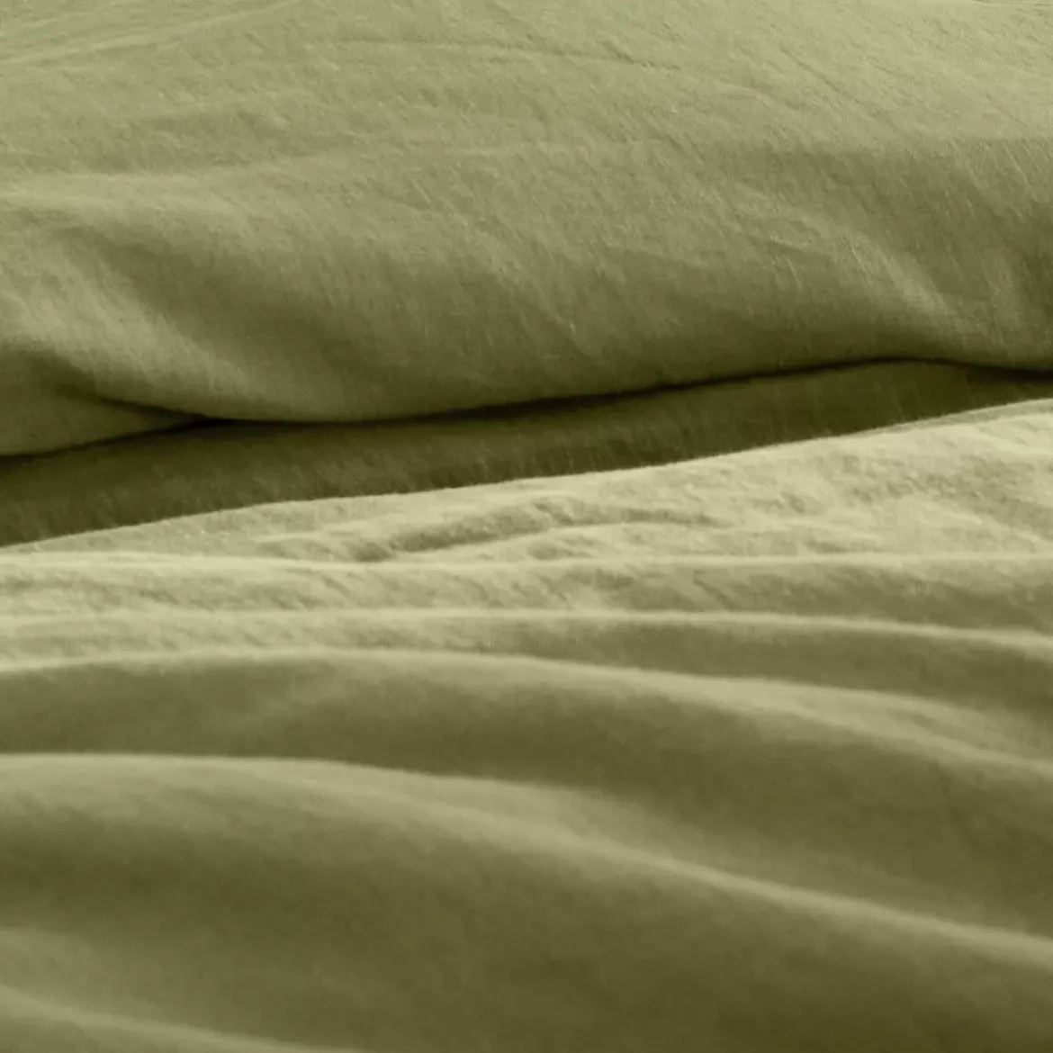 Housse de couette pur lin lavé 165 g/m² uni vert Le lin lave cedre