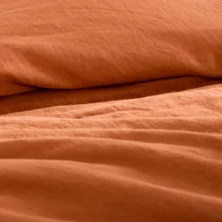 Housse de couette pur lin lavé 165 g/m² uni orange Le lin lave cuivre