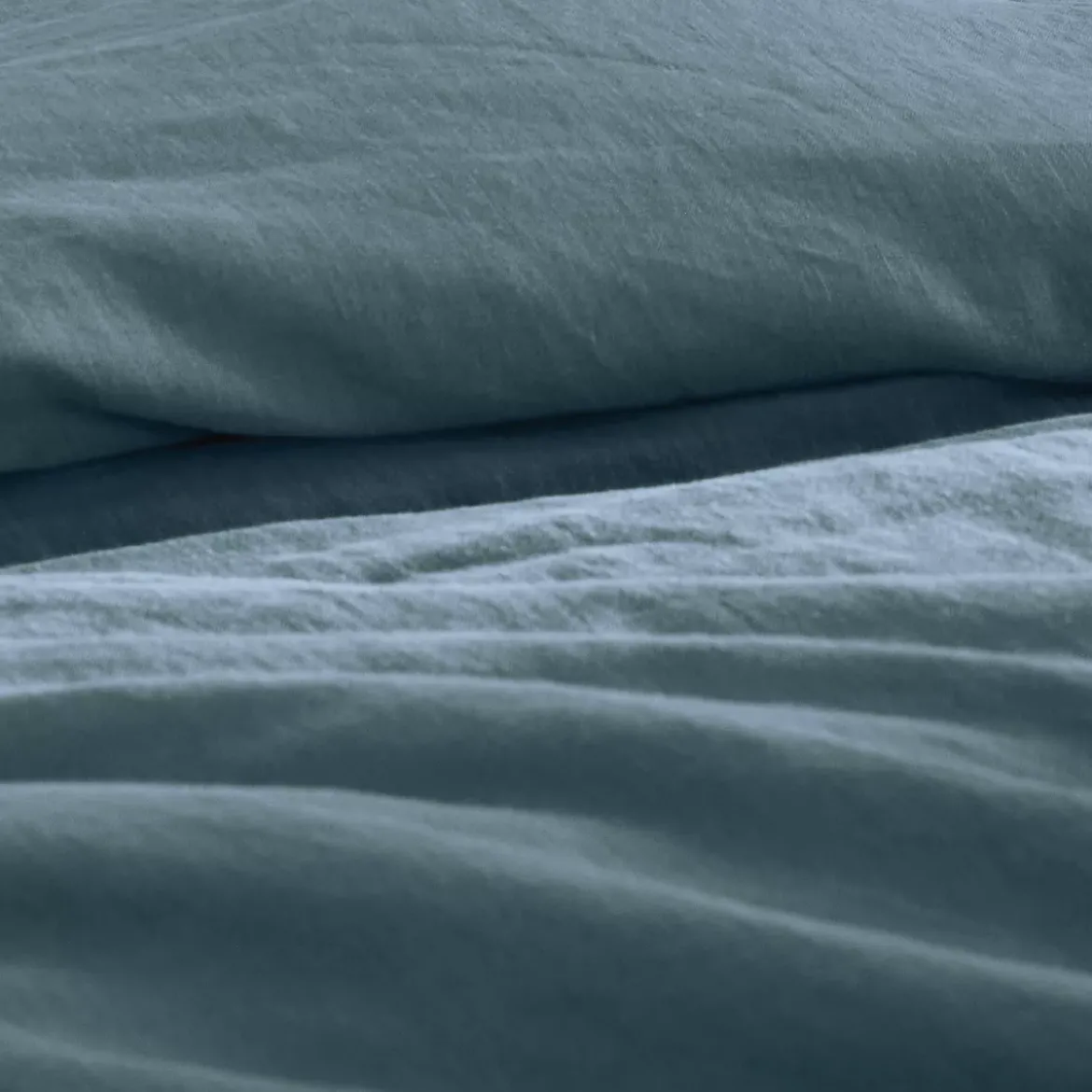 Housse de couette pur lin lavé 165 g/m² uni bleu Le lin lave denim