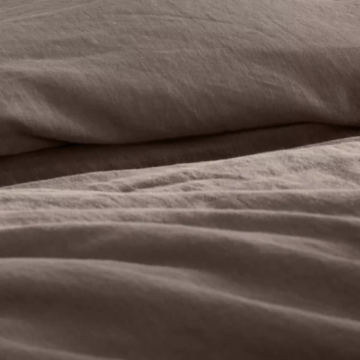 Housse de couette pur lin lavé 165 g/m² uni marron Le lin lave ebene