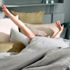 Housse de couette pur lin lavé 165 g/m² uni gris Le lin lave gris perle