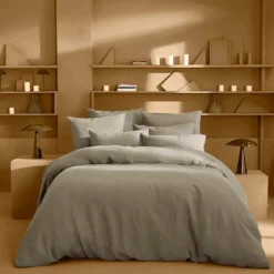 Housse de couette pur lin lavé 165 g/m² uni beige marron Le lin lave taupe