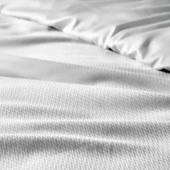 Housse de couette satin de coton motif jacquard gris Vibrato glacier