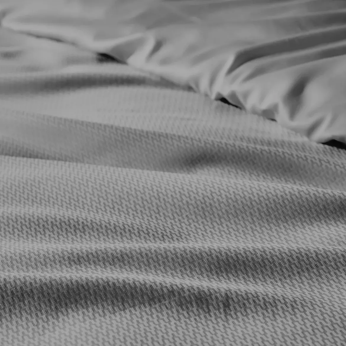 Housse de couette satin de coton motif jacquard anthracite Vibrato metal