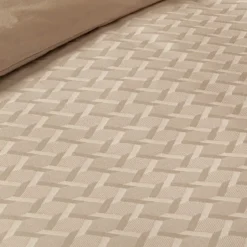 Housse de couette satin de coton motif jacquard beige Adagio lin