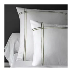 Housse de couette satin de coton jeu d'unis blanc vert Palais chic bronze