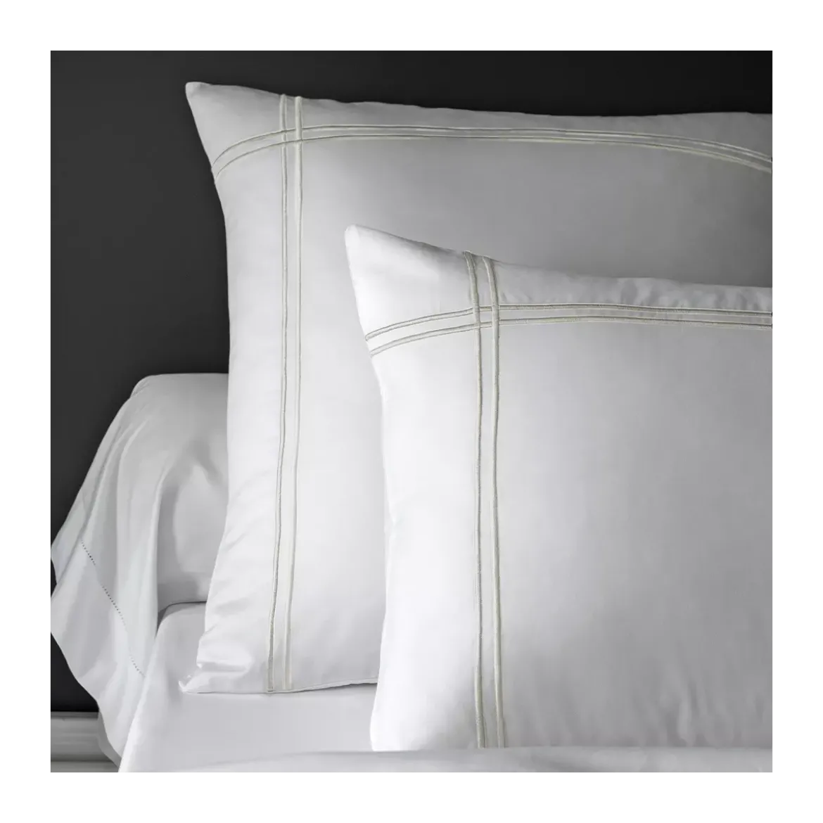 Housse de couette satin de coton jeu d'unis blanc Palais chic diamant