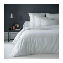 Housse de couette satin de coton jeu d'unis blanc Palais chic diamant
