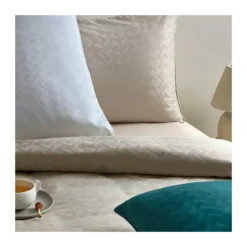 Housse de couette satin de coton motif jacquard blanc Adagio blanc