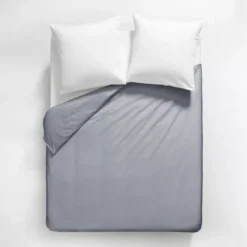 Housse de couette satin de coton uni gris Ava uni souris