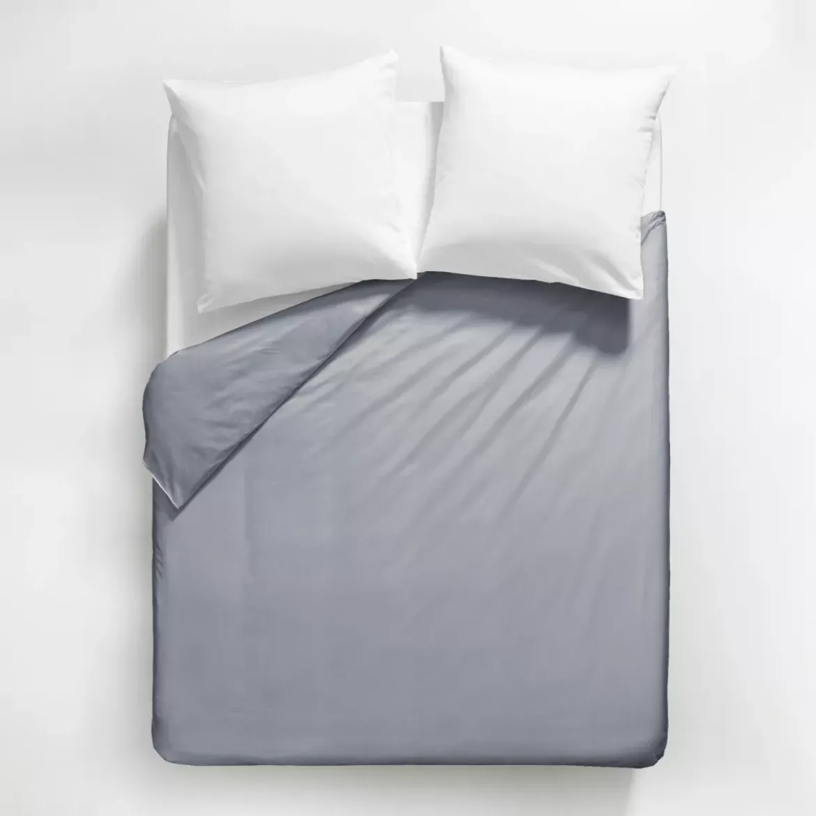 Housse de couette satin de coton uni gris Ava uni souris