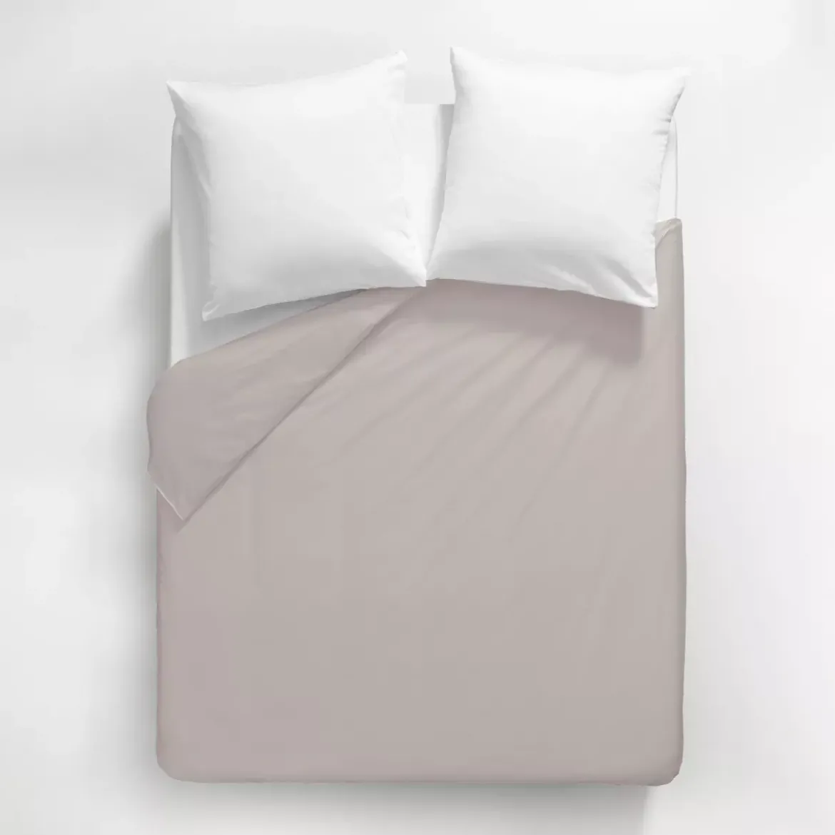 Housse de couette satin de coton uni beige Ava uni taupe