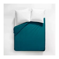 Housse de couette satin de coton uni vert Ava uni canard