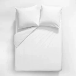 Housse de couette satin de coton uni blanc Ava uni blanc