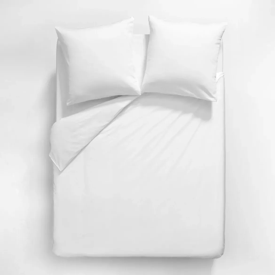 Housse de couette satin de coton uni blanc Ava uni blanc